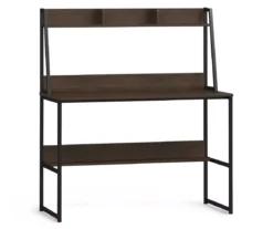 Brown Desk With Hutch