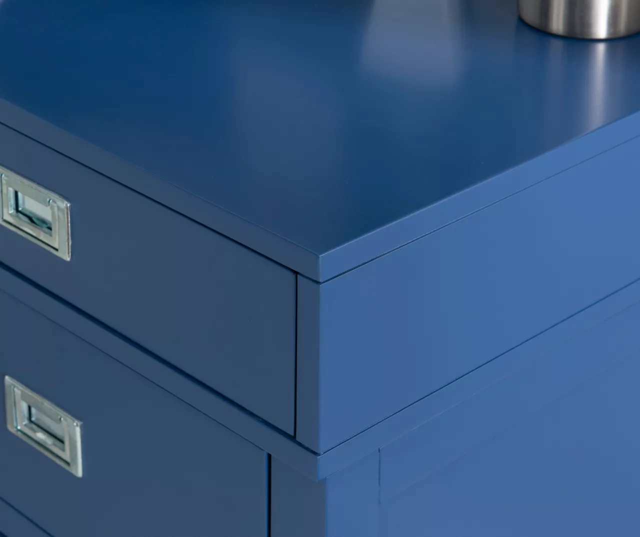 Kari Royal Blue 4-Drawer Office Desk - Image 6