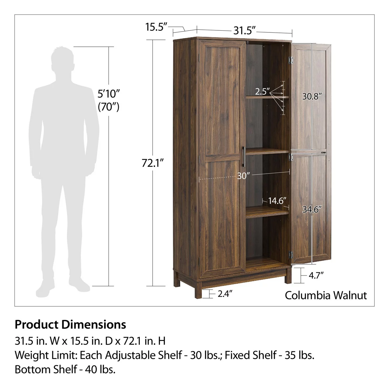 Seven Hills Columbia Walnut 2-Door Storage Cabinet - Image 8