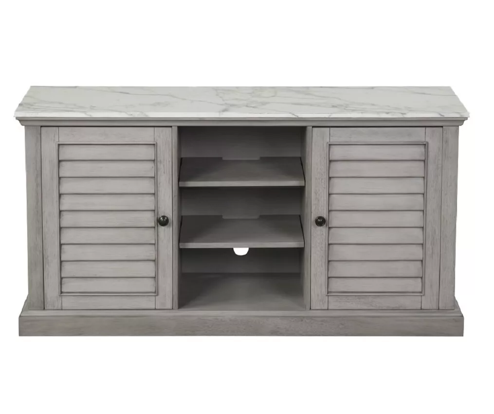 52" Gray & White Faux Marble TV Stand