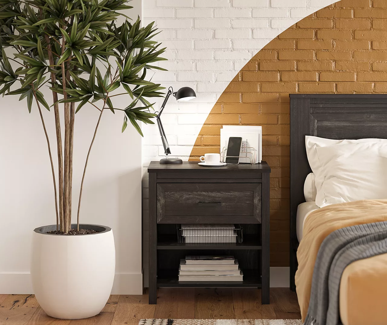 Silverton Black Oak Nightstand With USB Charging - Image 6