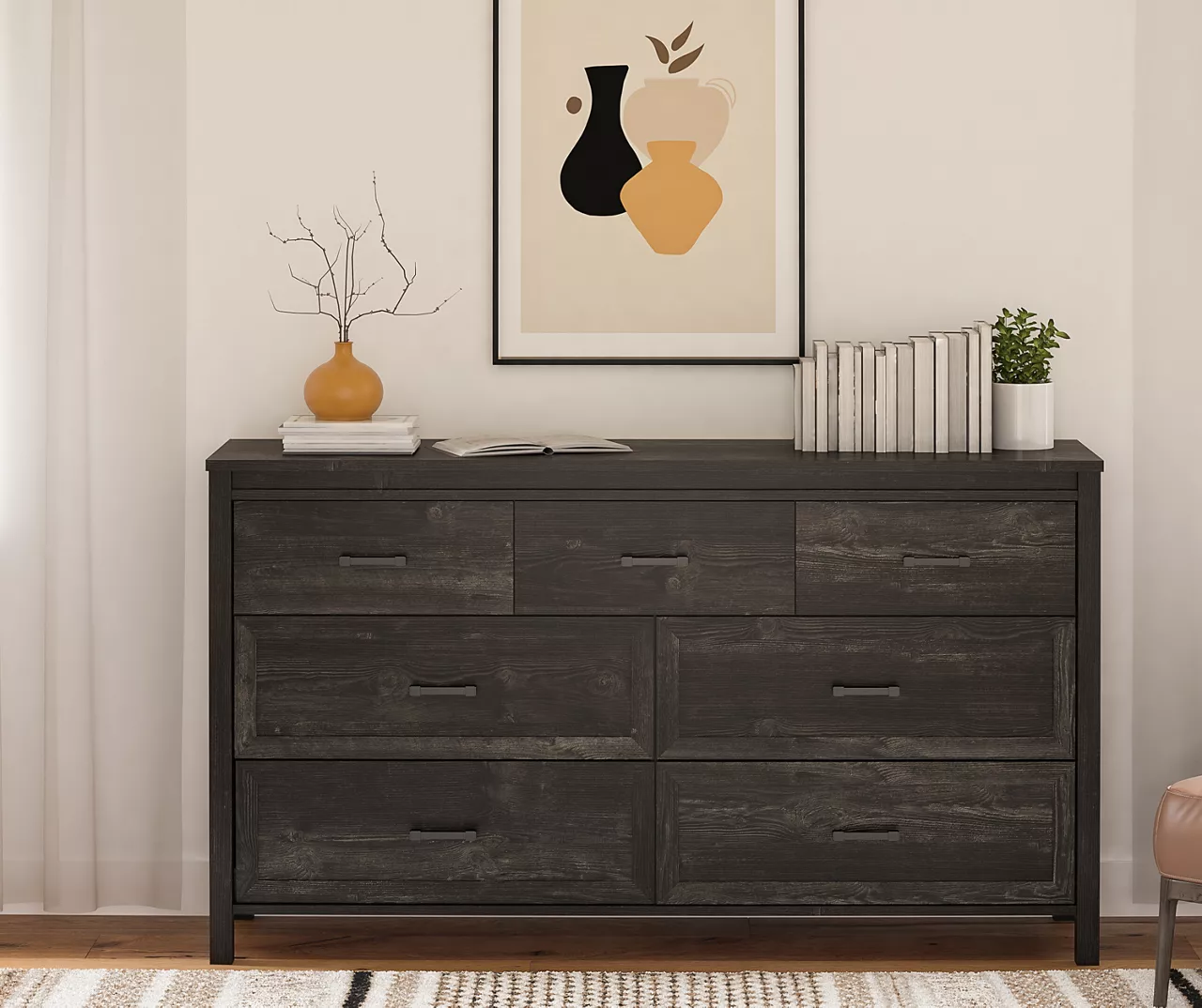 Silverton Black Oak 7-Drawer Dresser - Image 6
