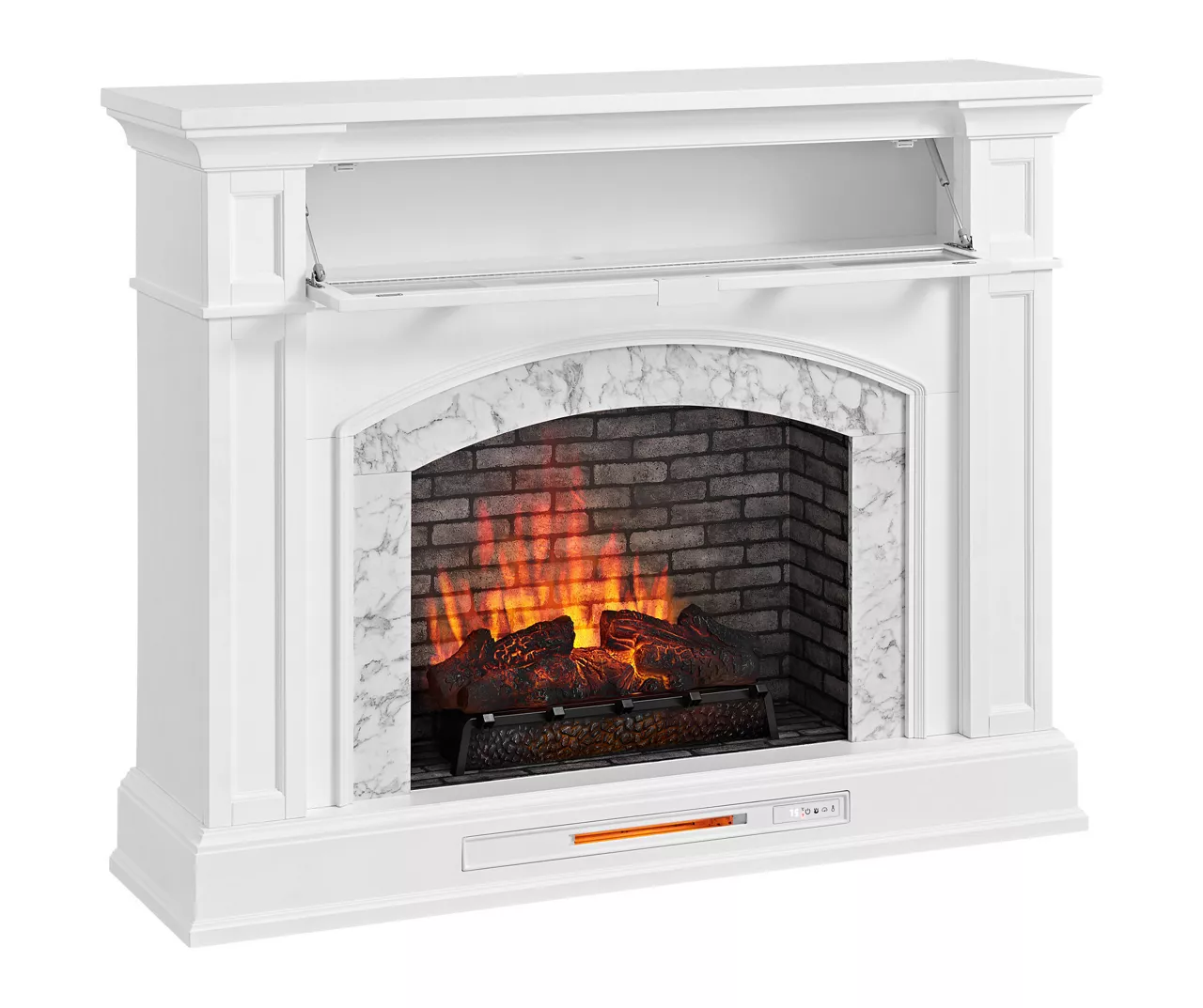 62" White Marble Grand Electric Fireplace Console - Image 7