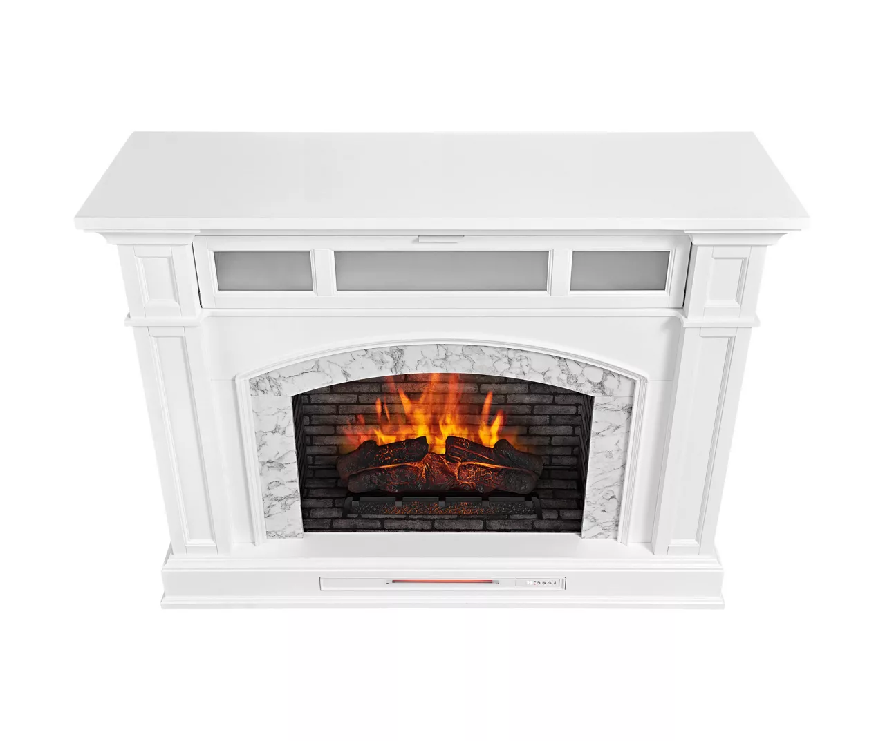 62" White Marble Grand Electric Fireplace Console - Image 8