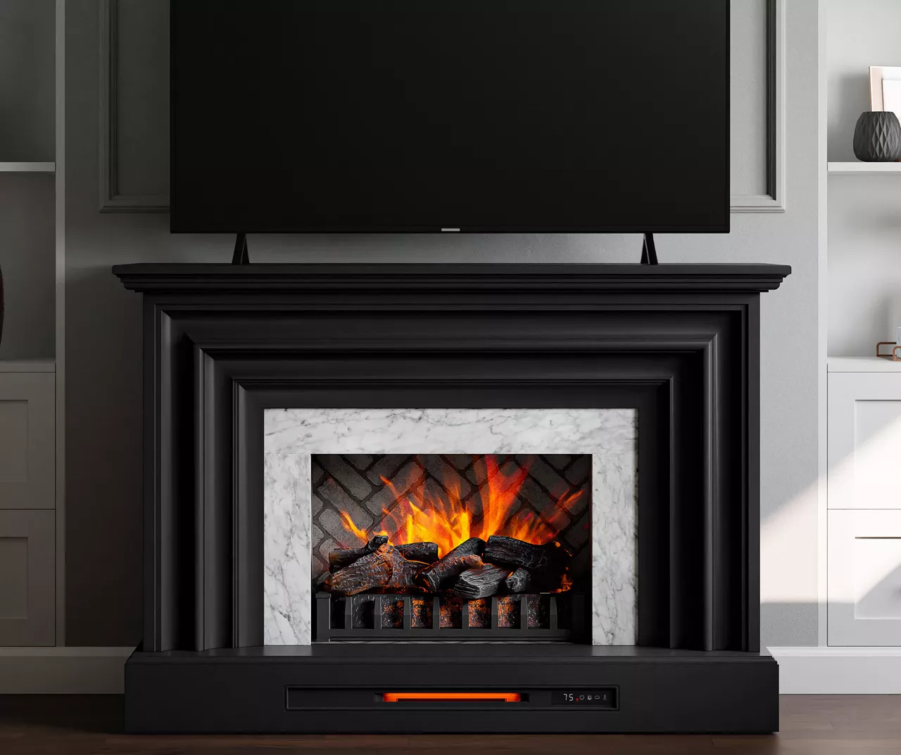 53.5" Black Petite Grand Electric Fireplace Console - Image 2