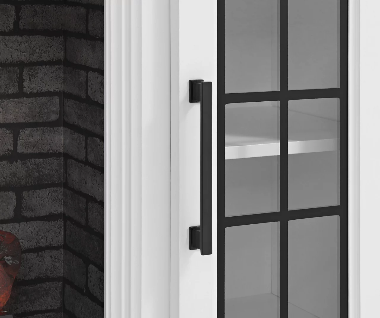 60" White 2-Door Electric Fireplace Console - Image 6