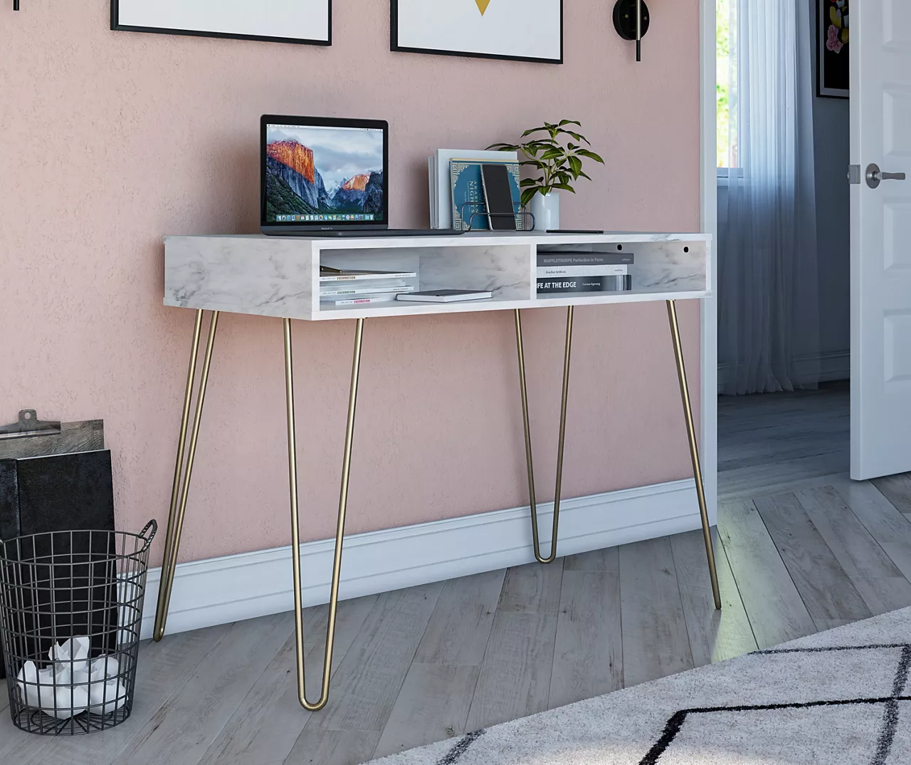 Novogratz Athena Faux Marble 2-Cubby Computer Desk - Image 10