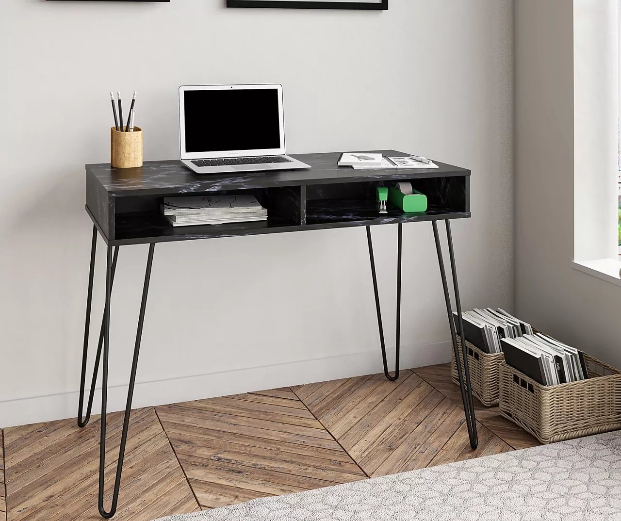 Novogratz Athena Faux Marble 2-Cubby Computer Desk - Image 5
