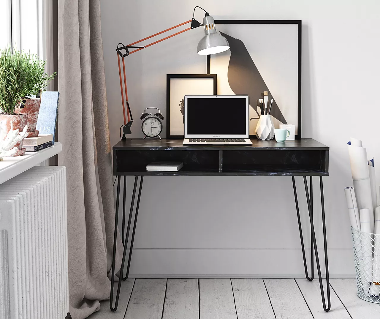 Novogratz Athena Faux Marble 2-Cubby Computer Desk - Image 6