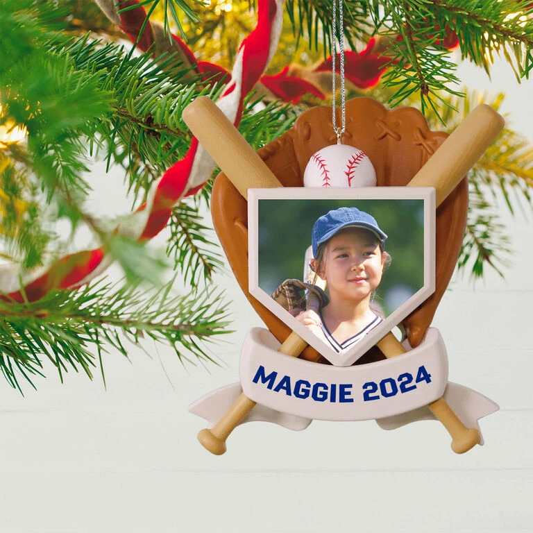 Hallmark America's Pastime Personalized Baseball Photo Ornament - Image 2