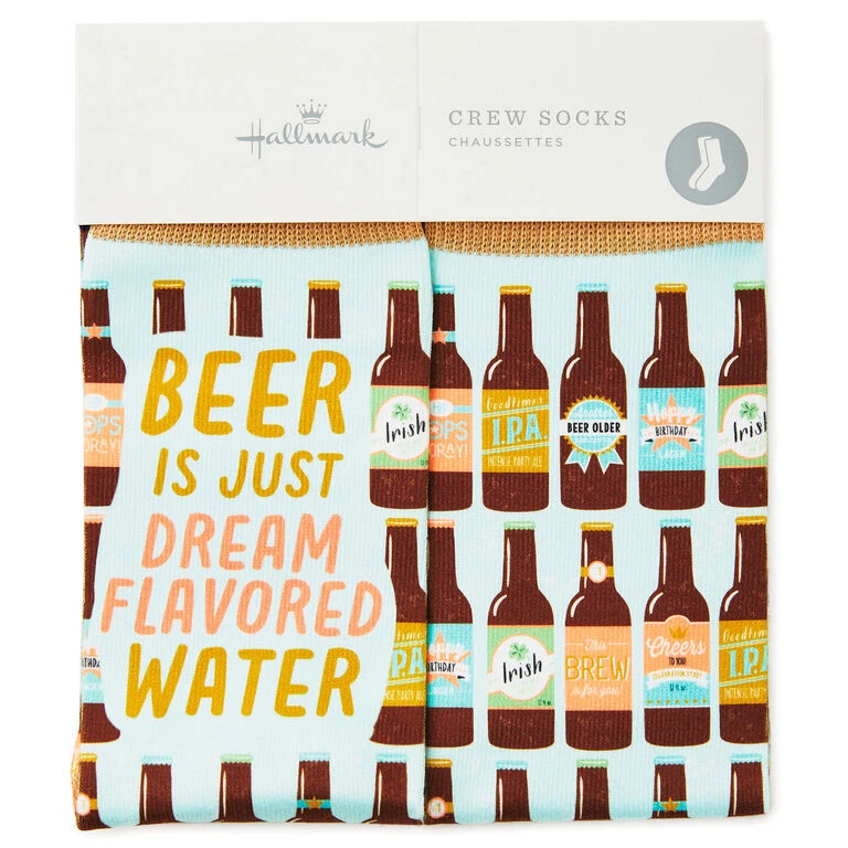 Hallmark Beer Is Dream-Flavored Water Funny Crew Socks - Image 2