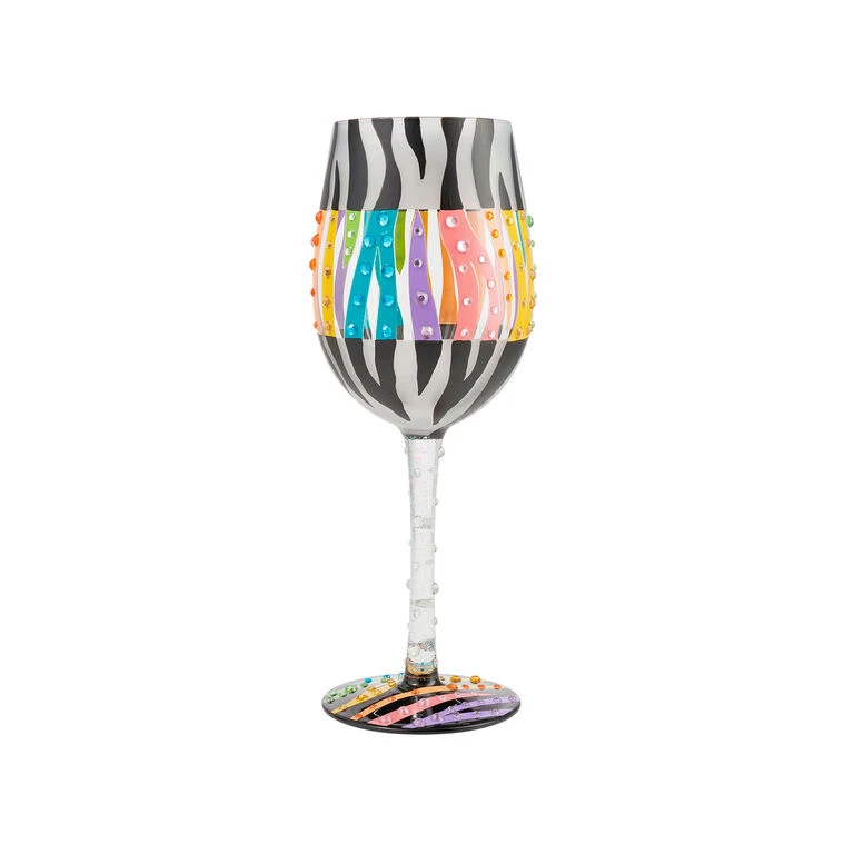 Lolita Love Your Stripes Handpainted Wine Glass, 15 Oz.